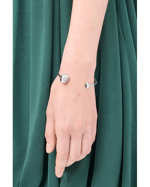 Loewe White Anagram Pebble Cuff In Sterling Silver