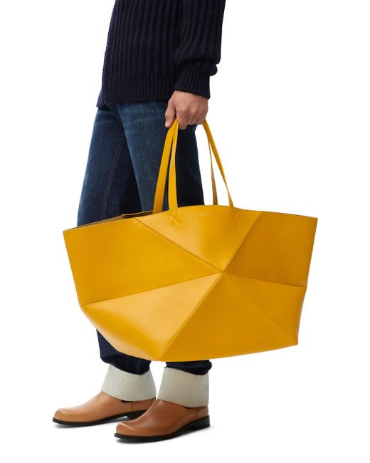 Loewe Yellow Luxury Xxl Puzzle Fold Tote In Shiny Calfskin for men