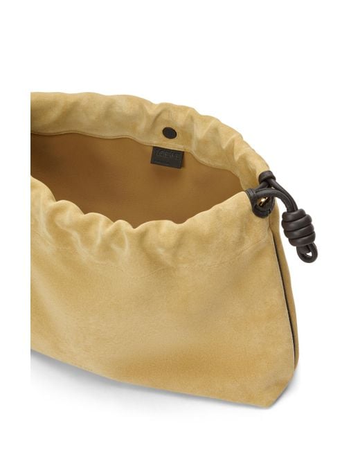 Loewe Natural Large Flamenco Purse In Suede Calfskin