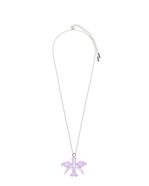 Loewe White Luxury Maruja Mallo Orchid Necklace In Varnished Metal For