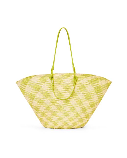 Loewe Yellow Large Anagram Basket Bag In Iraca Palm And Calfskin