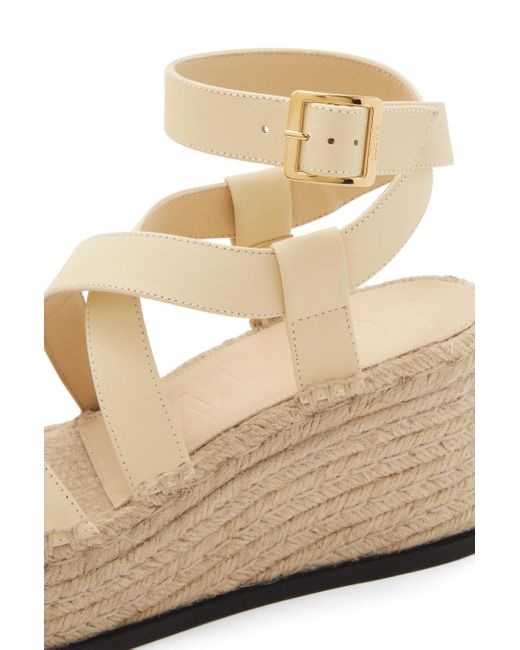 Loewe White Luxury Petal Espadrille Sandal In Calfskin