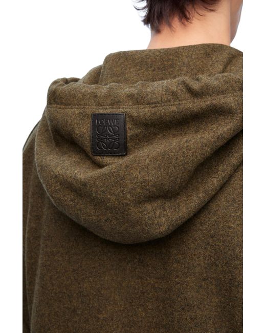 Loewe Brown Luxury Hooded Jacket In Wool And Cashmere for men
