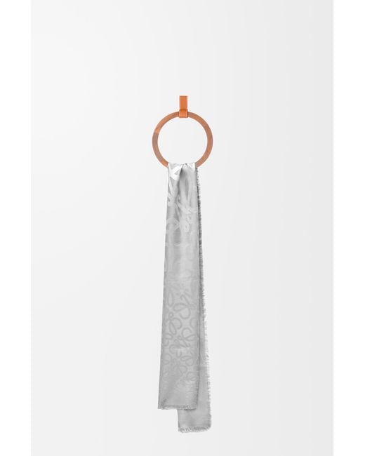 Loewe White Scarf In Silk And Wool