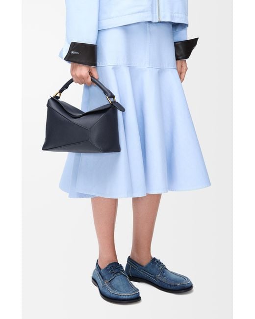 Loewe Blue Small Puzzle Edge Bag In Soft Grained Calfskin