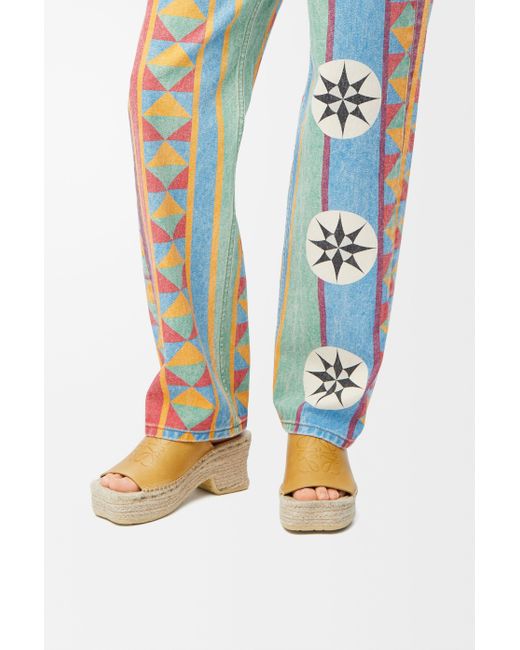 Loewe Blue Petal Espadrille Platform Slide