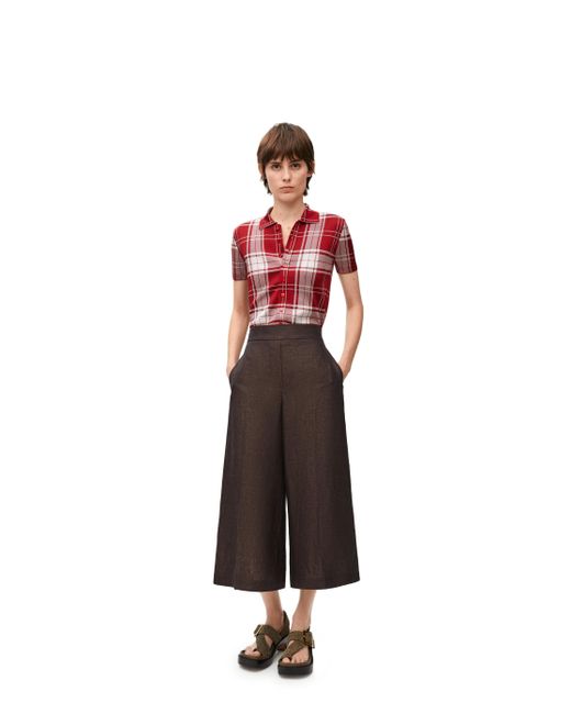 Loewe Red Cropped Trousers In Linen