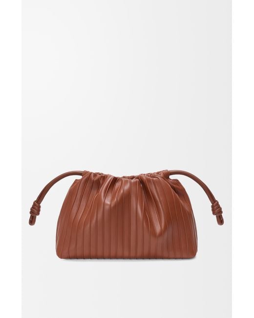 Loewe Brown Medium Flamenco Pleats Purse