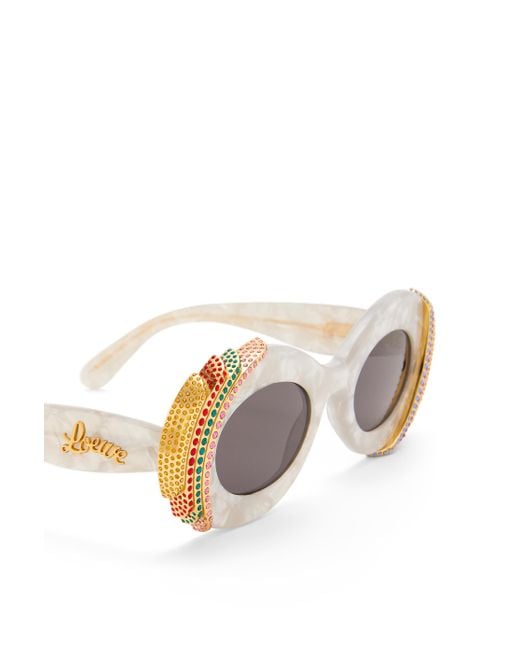 Loewe Multicolor Pavé Oval Sunglasses In Acetate