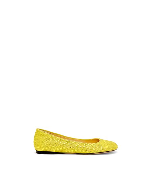 Loewe Yellow Luxury Toy Ballerina In Suede And Allover Rhinestones For
