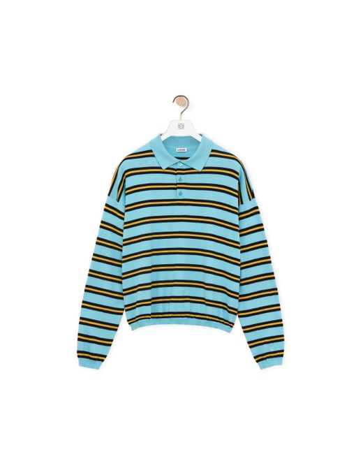Loewe Blue Luxury Polo Sweater In Cotton for men