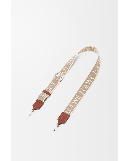 Loewe White Luxury Anagram Strap In Jacquard And Calfskin