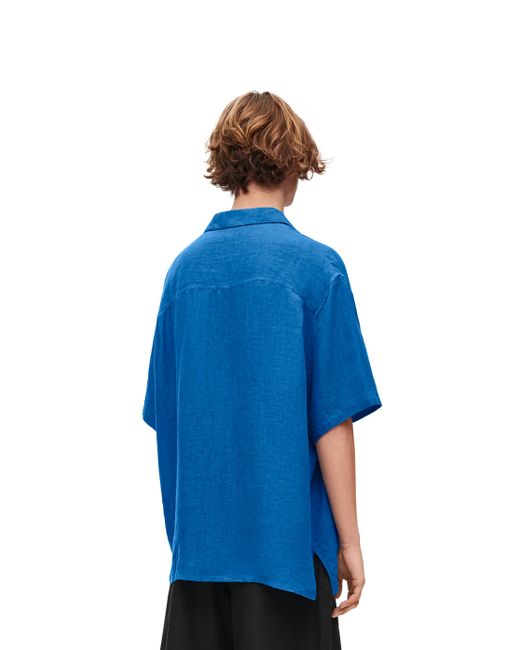 Loewe Blue Luxury Short Sleeve Shirt In Linen for men