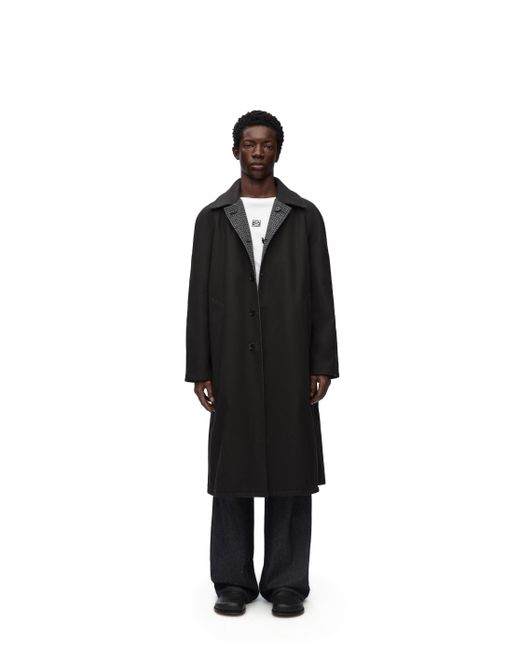Loewe Black Luxury Car Coat In Wool for men