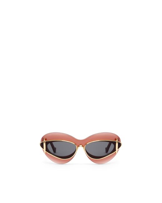 Loewe White Luxury Cateye Double Frame Sunglasses In Acetate And Metal