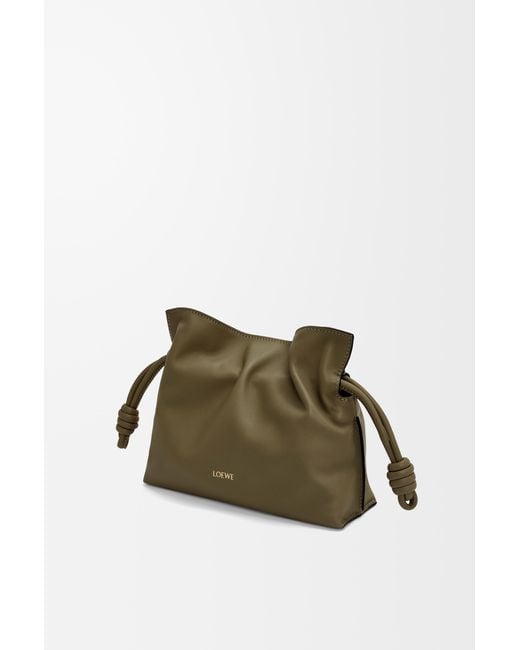 Loewe Green Flamenco Mini Leather Clutch Bag