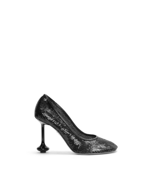 Loewe Black Luxury Toy Pump In Mesh And Allover Sequins