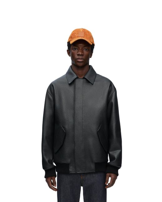 Loewe Black Luxury Bomber Jacket In Nappa Calfskin for men