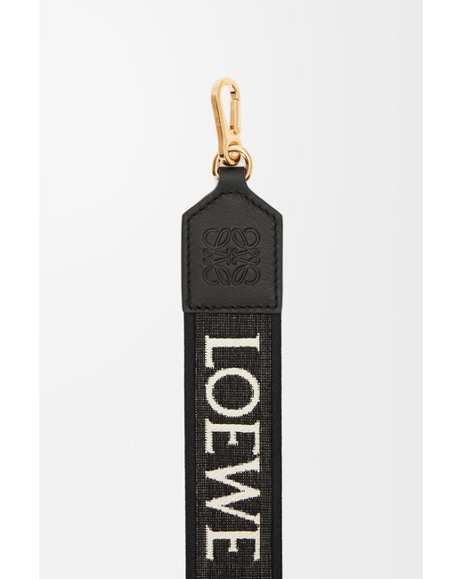 Loewe Black Luxury Anagram Strap In Jacquard And Calfskin