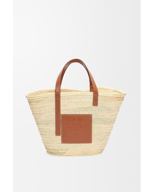 Loewe Multicolor Large Basket Bag In Raffia And Calfskin