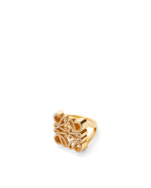 Loewe Metallic Luxury Pave Anagram Ring In Sterling Silver And Crystal For