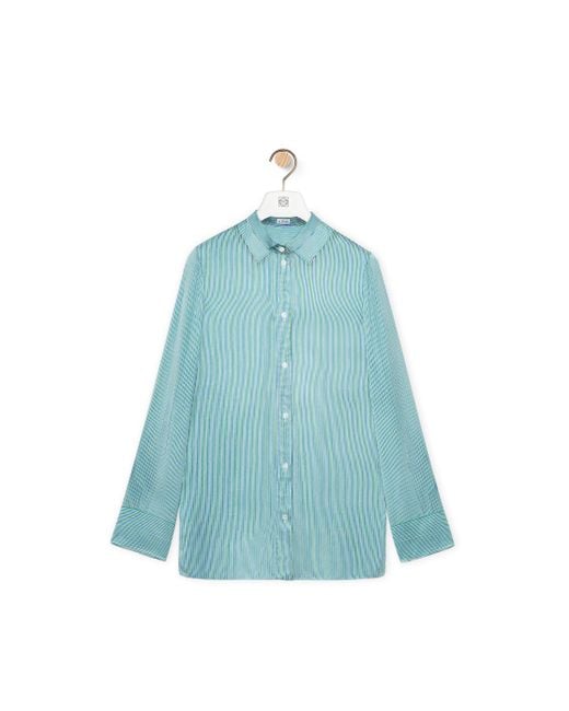 Loewe Blue Shirt In Viscose And Silk