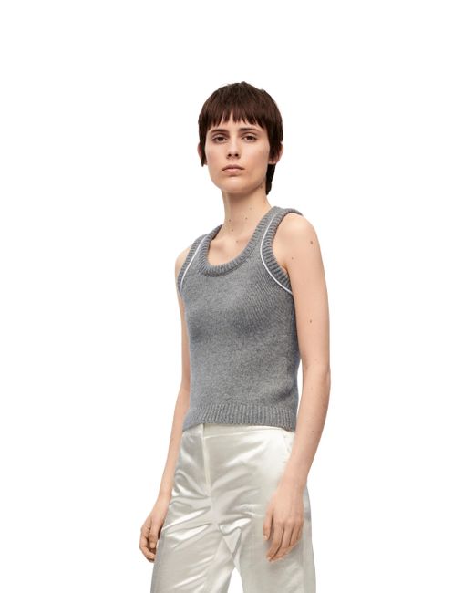 White Anagram-embroidered ribbed-jersey tank top