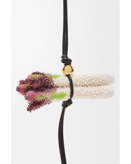Loewe Multicolor Luxury Asparagus Charm In Beaded Felt