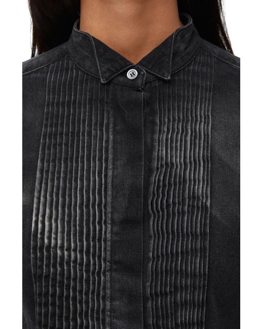 Loewe Black Pleated Shirt In Denim