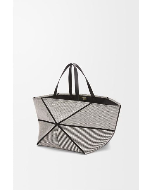 Loewe Multicolor Xxl Puzzle Fold Tote In Canvas Jacquard And Calfskin