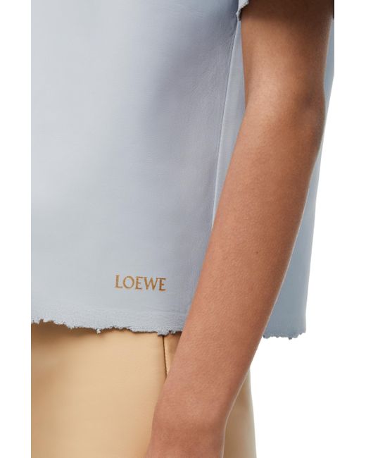 Loewe Blue Luxury T-shirt In Nappa Lambskin For