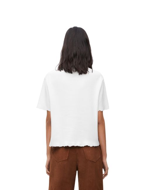 Loewe White Luxury Boxy Fit T-shirt In Cotton Blend For
