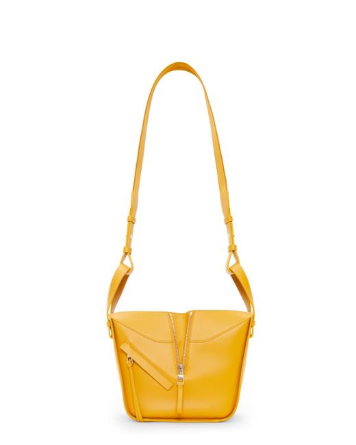 Loewe Yellow Luxury Compact Hammock Bag In Satin Calfskin For