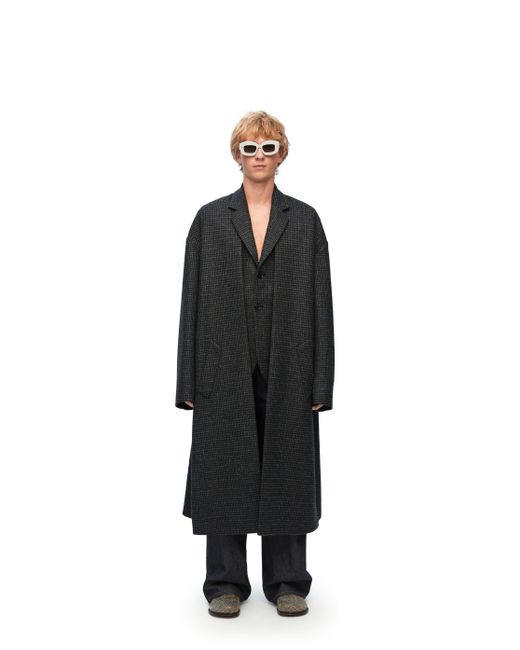 Loewe Black Double Layer Coat In Wool for men