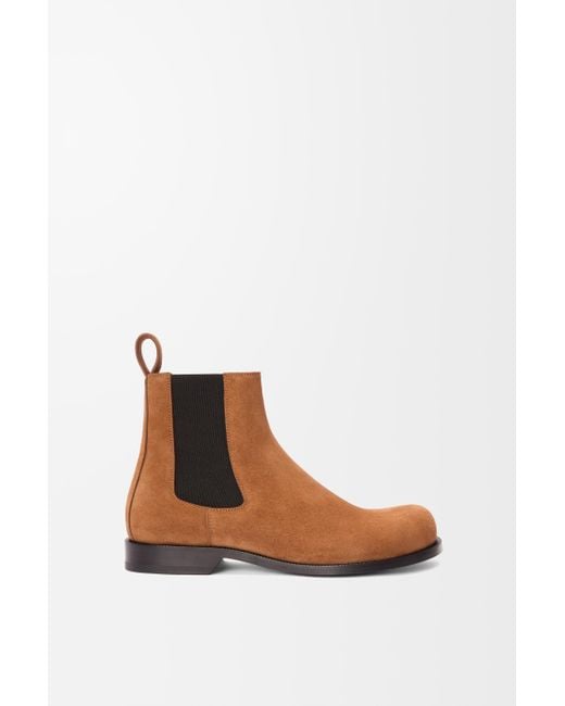 Loewe White Campo Chelsea Boot In Calfskin Suede for men