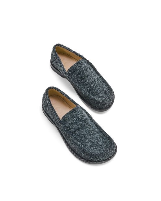Loewe Blue Luxury Campo Loafer In Brushed Suede for men