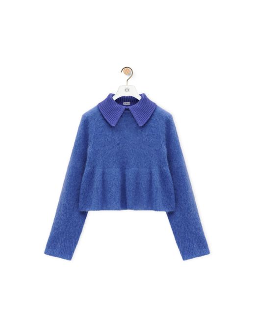 Loewe Blue Polo Sweater In Mohair Blend