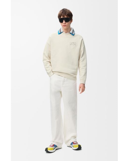 Loewe White Anagram Baggy Jeans for men