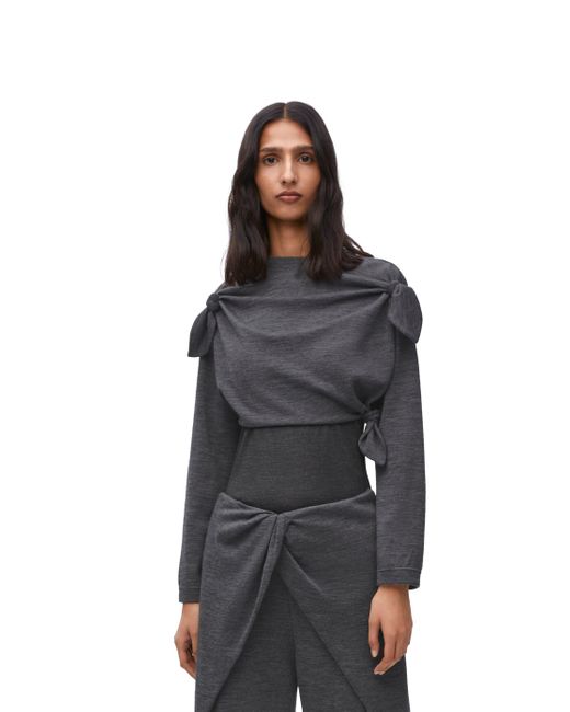Loewe Black Knot Cropped Top In Wool And Cashmere