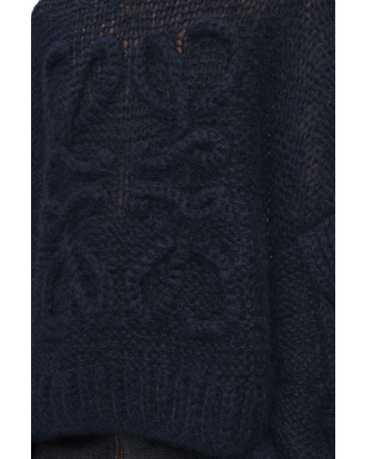 Loewe Blue Anagram Open-knit Mohair-blend Jumper