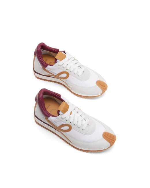 Loewe White Flow Runner Monogram Leather And Shell Trainers