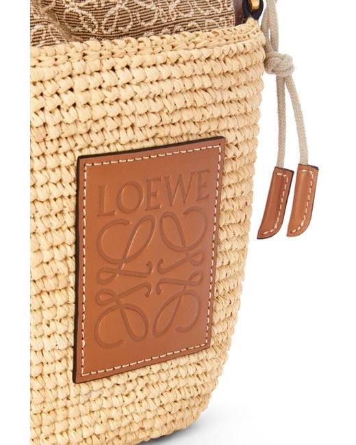 Loewe Natural Luxury Pochette Bag In Raffia And Calfskin For