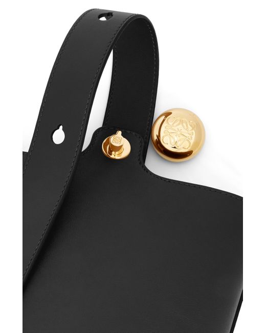 Loewe Black Mini Pebble Bucket Bag In Mellow Calfskin