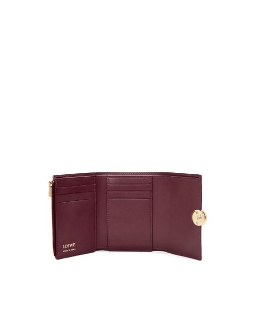 Loewe Purple Luxury Pebble Small Vertical Wallet In Shiny Nappa Calfskin