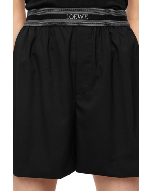 Loewe Black Shorts In Wool