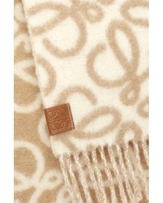 Loewe Metallic Luxury Anagram Scarf In Alpaca And Wool