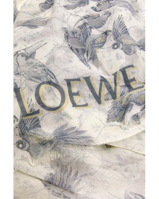 Loewe White Shawl In Cashmere And Silk