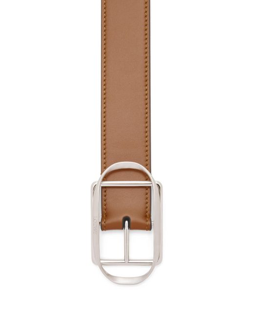 Loewe White Luxury Curved Buckle Belt In Smooth Calfskin