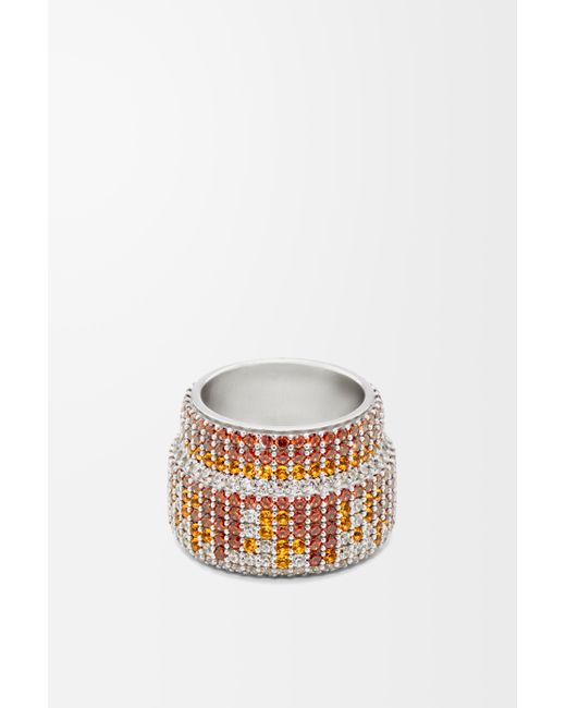 Loewe White Luxury Large Pavé Ring In Sterling Silver And Crystals For