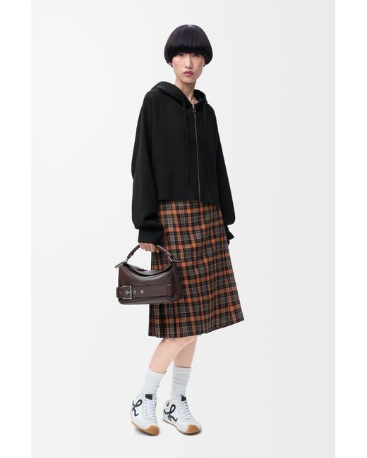 Loewe Black Luxury Anagram Zip-up Hoodie In Wool